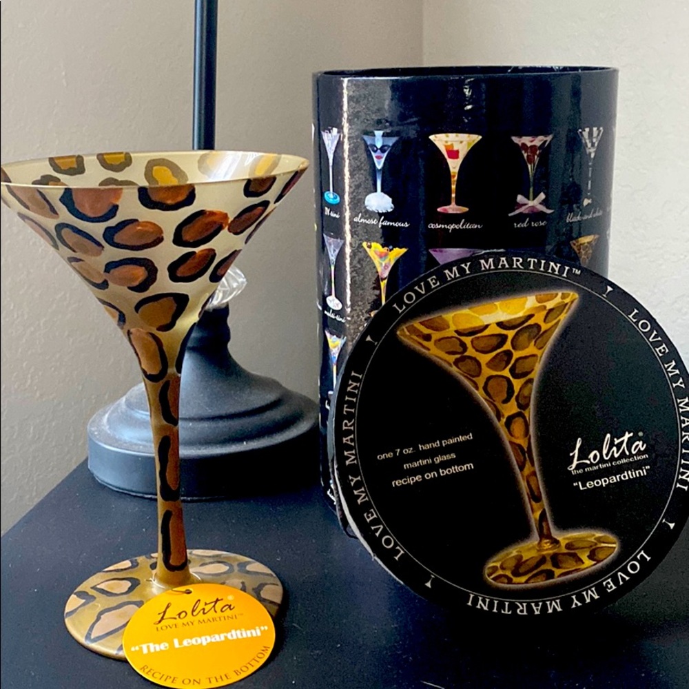Lolita Leopardtini Hand-painted Martini Glass